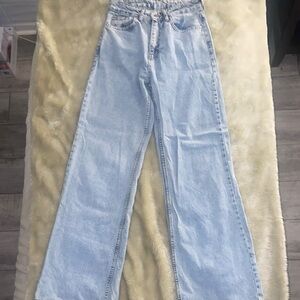 Light Blue High-Waist Wide Leg Jeans